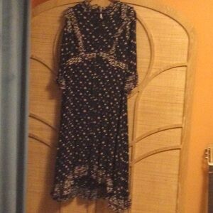 Free People Black Floral Midi Dress with Delicate Print